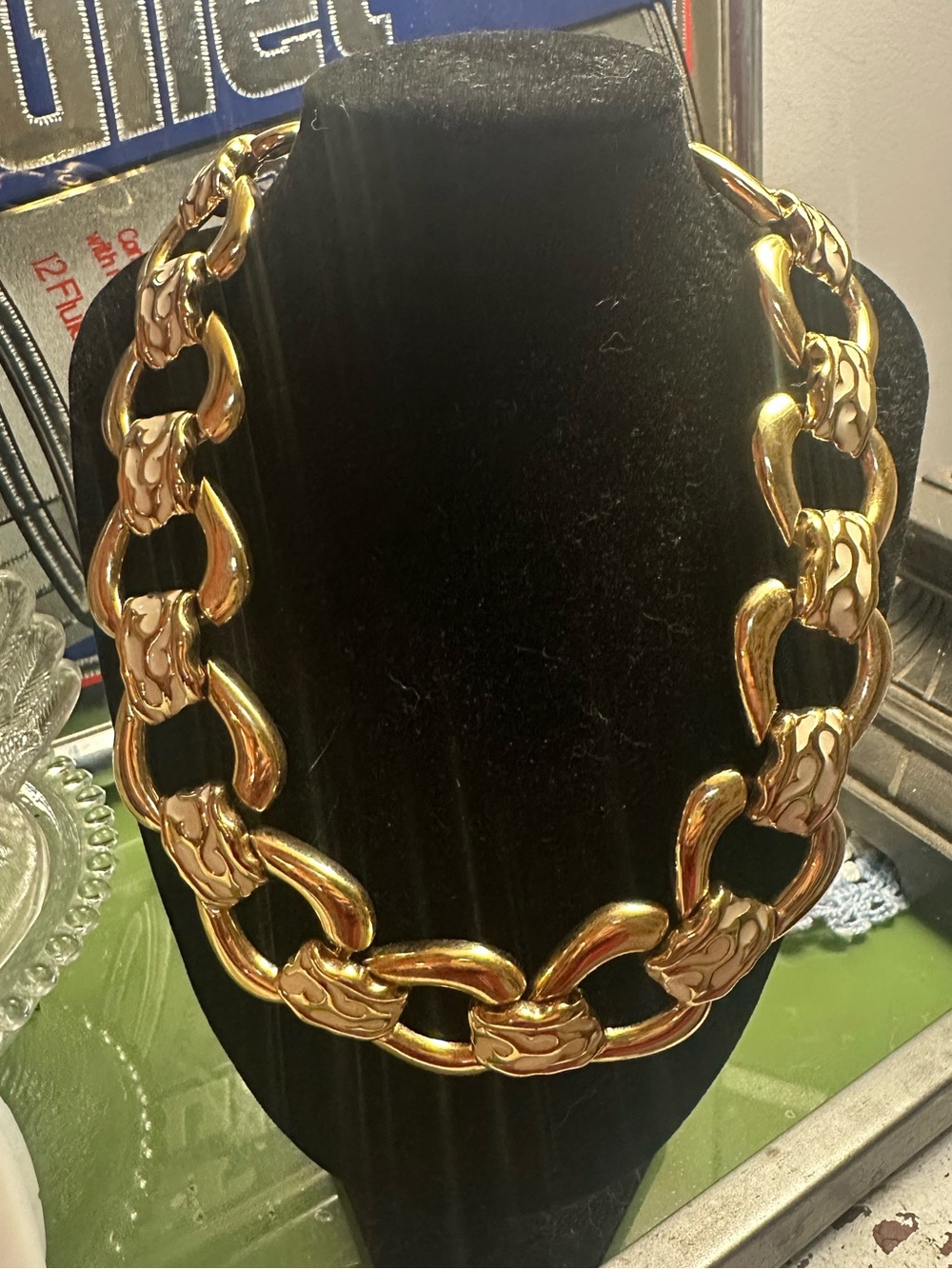 Vintage Givenchy Bold Gold Link Choker Necklace